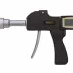 Indoor micrometer with three contact buttons and ergonomic pistol grip for quick measurements.